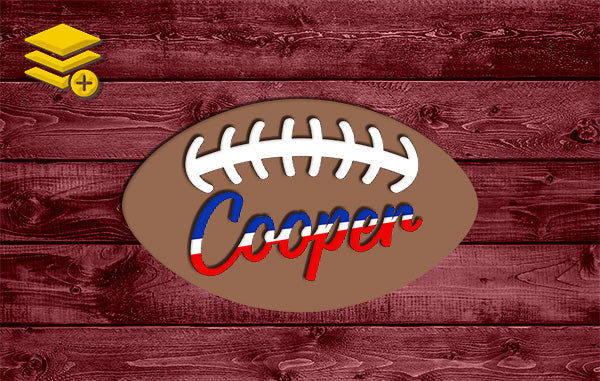 Multi-Layered Football Ball Themed Custom Name Wood Cutout Unpainted Sign 1/4 inch thick *