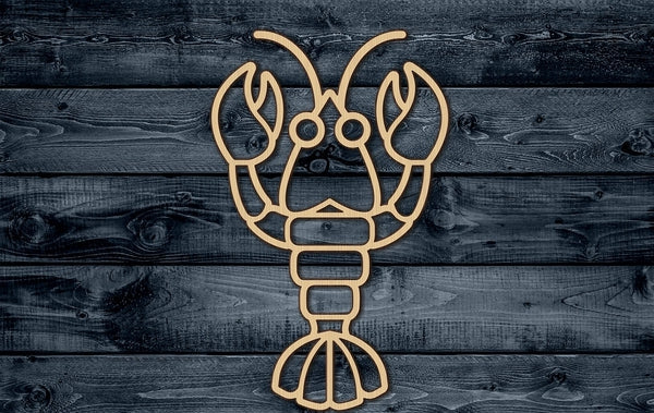 Lobster Crawfish Fish Beach Seafood Animal Wood Cutout Shape Silhouette Blank Unpainted Sign 1/4 inch thick