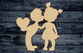 Kiss Boy Girl Heart Love First School Wood Cutout Silhouette Blank Unpainted Sign 1/4 inch thick