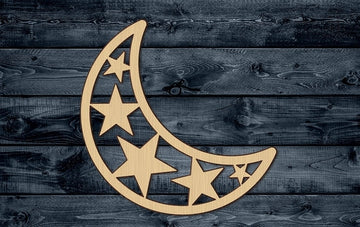 Moon Stars Dream Sky Wood Cutout Shape Silhouette Blank Unpainted Sign 1/4 inch thick
