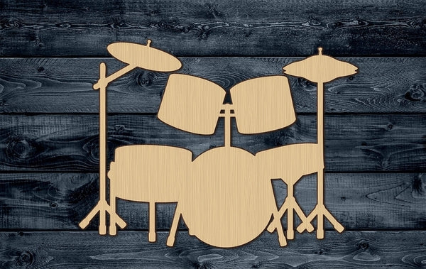 Drums Music Band Rock Beat Sound Instrument Wood Cutout Shape Silhouette Blank Unpainted Sign 1/4 inch thick