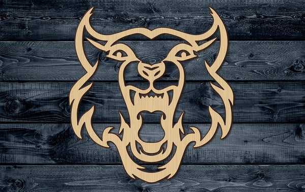 Wildcat Wild Cat Head Jungle Animal Stylized Outlined Wood Cutout Shape Silhouette Blank Unpainted Sign 1/4 inch thick