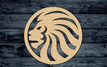 Lion Head Outlined Stylized Round Animal King Wood Cutout Shape Silhouette Blank Unpainted Sign 1/4 inch thick