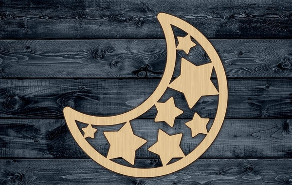 Moon Stars Dream Sky Wood Cutout Shape Silhouette Blank Unpainted Sign 1/4 inch thick