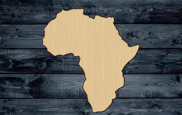 Africa Map Wood Cutout Shape Silhouette Blank Unpainted Sign 1/4 inch thick