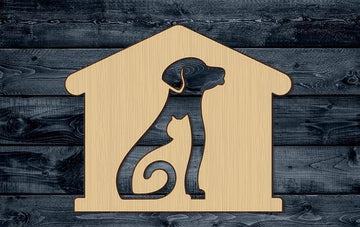 Animal Shelter Dog Cat Vet Wood Cutout Shape Silhouette Blank Unpainted Sign 1/4 inch thick