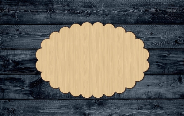 Oval Scalloped Embellishment Frame Plaque Wood Cutout Shape Blank Unpainted Sign 1/4 inch thick