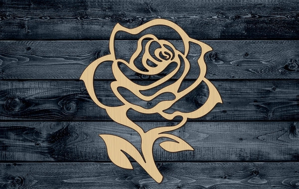 Rose Flower Bulb Plant Stylized Outlined Wood Cutout Silhouette Blank Unpainted Sign 1/4 inch thick