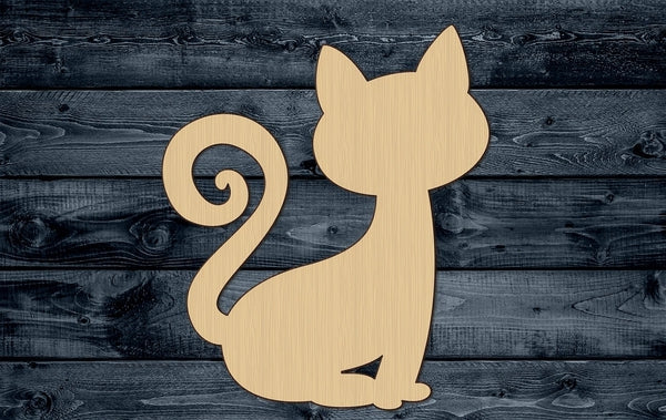 Cat Pet Play Animal Wood Cutout Shape Silhouette Blank Unpainted Sign 1/4 inch thick