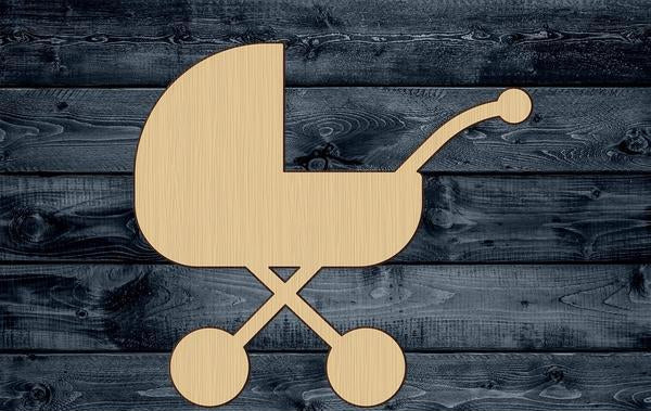 Baby Stroller Wood Cutout Shape Silhouette Blank Unpainted Sign 1/4 inch thick