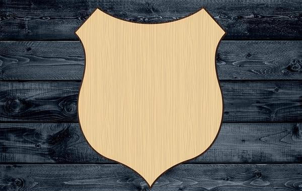 Badge Shield Shape Silhouette Blank Unpainted Wood Cutout Sign 1/4 inch thick