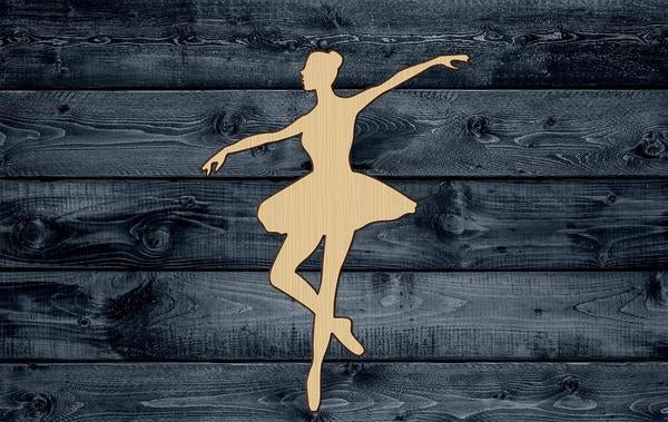 Ballerina Ballet Wood Cutout Garden Shape Silhouette Blank Unpainted Sign 1/4 inch thick