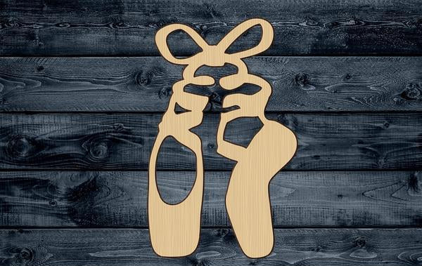 Ballet Slippers Shoes Wood Cutout Shape Silhouette Blank Unpainted Sign 1/4 inch thick