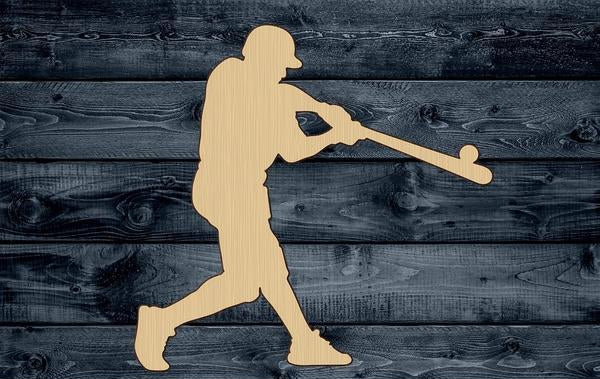 Baseball Player Batter Wood Cutout Shape Silhouette Blank Unpainted Sign 1/4 inch thick