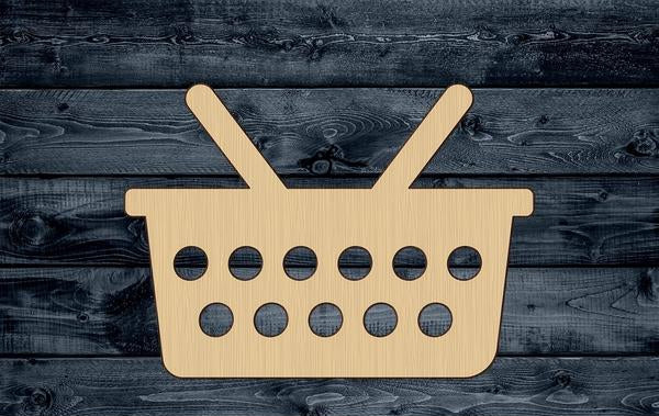 Basket Shopping Cart Wood Cutout Shape Silhouette Blank Unpainted Sign 1/4 inch thick