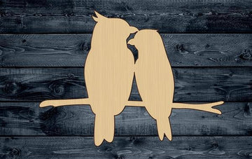 Birds Lovers Love Kiss Wood Cutout Shape Silhouette Blank Unpainted Sign 1/4 inch thick