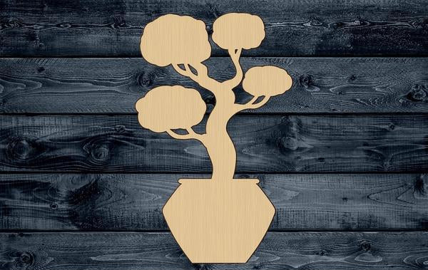 Bonsai Tree Pot Plant Wood Cutout Shape Silhouette Blank Unpainted Sign 1/4 inch thick