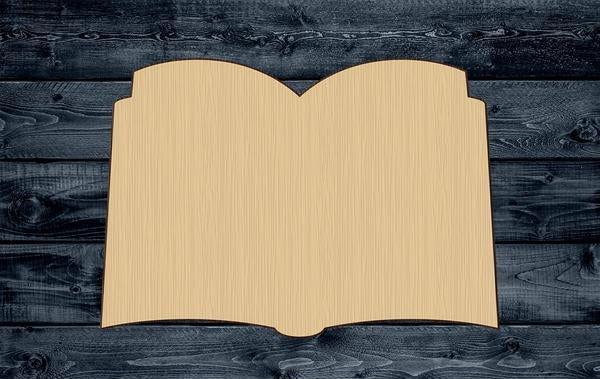 Book Open Wood Cutout Shape Silhouette Blank Unpainted Sign 1/4 inch thick