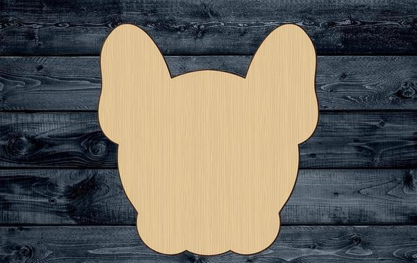 Bulldog French Head Wood Cutout Contour Silhouette Blank Unpainted Sign 1/4 inch thick