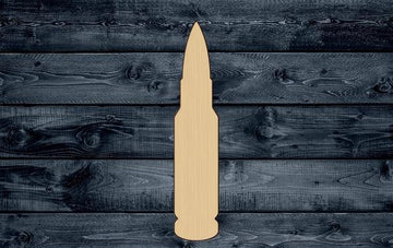 Bullet Projectile Wood Cutout Shape Silhouette Blank Unpainted Sign 1/4 inch thick