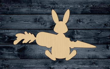 Bunny Carrot Easter Wood Cutout Shape Silhouette Blank Unpainted Sign 1/4 inch thick