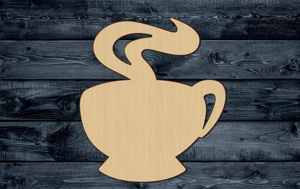 Coffee Tea Cup Shape Sign Silhouette Wood Cutout 1/4 inch thick
