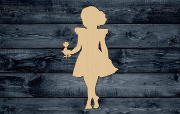 Girl Baby Rose Dress Flower Wood Cutout Shape Silhouette Blank Unpainted Sign 1/4 inch thick