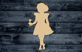 Girl Baby Rose Dress Flower Wood Cutout Shape Silhouette Blank Unpainted Sign 1/4 inch thick