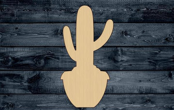 Cactus Pot Plant Desert Wood Cutout Shape Silhouette Blank Unpainted Sign 1/4 inch thick