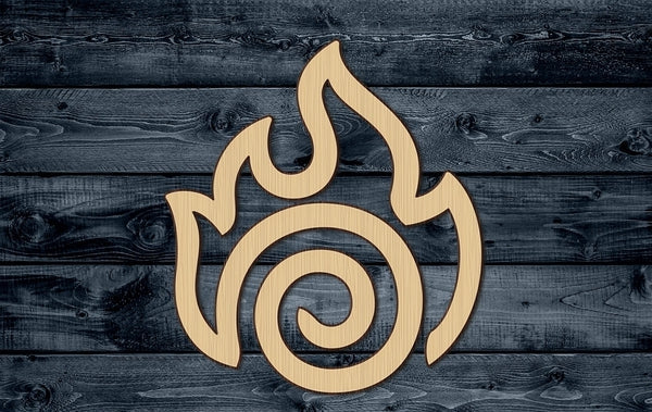 Flame Fire Vortex Swirl Stylized Wood Cutout Silhouette Blank Unpainted Sign 1/4 inch thick