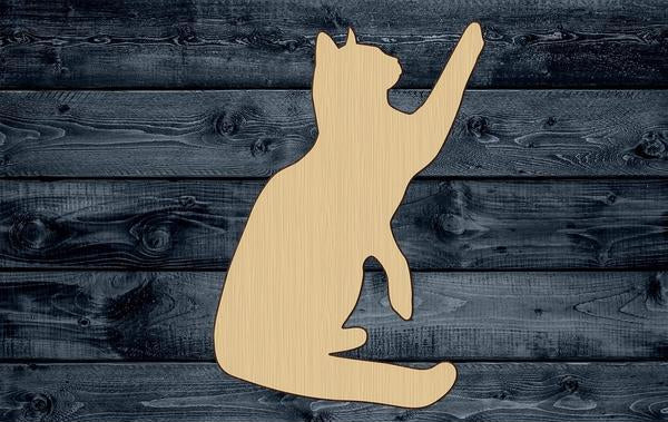 Cat Pet Play Wood Cutout Shape Silhouette Blank Unpainted Sign 1/4 inch thick
