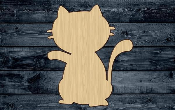Cat Shape Silhouette Blank Unpainted Wood Cutout Sign 1/4 inch thick