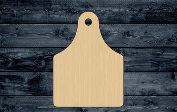 Cattle Ear Tag Mark Wood Cutout Shape Silhouette Blank Unpainted Sign 1/4 inch thick