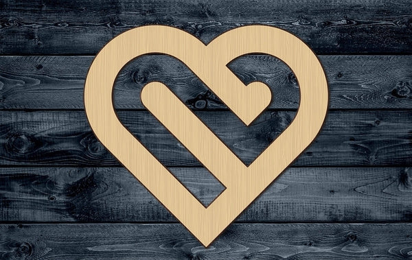 Heart Valentine Love Fancy Outlined Stylized Wood Cutout Shape Silhouette Blank Unpainted Sign 1/4 inch thick