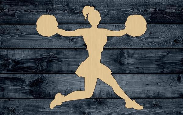 Cheerleader Girl Wood Cutout Shape Silhouette Blank Unpainted Sign 1/4 inch thick