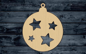 Christmas Ornament Globe Stars Wood Cutout Unpainted Blank Shape Sign 1/4 inch thick