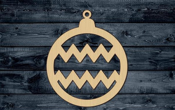 Christmas Ornament Globe Zigzag Wood Cutout Unpainted Blank Shape Sign 1/4 inch thick