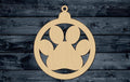 Christmas Ornament Paw Cat Dog Globe Wood Cutout Unpainted Blank Shape Sign 1/4 inch thick