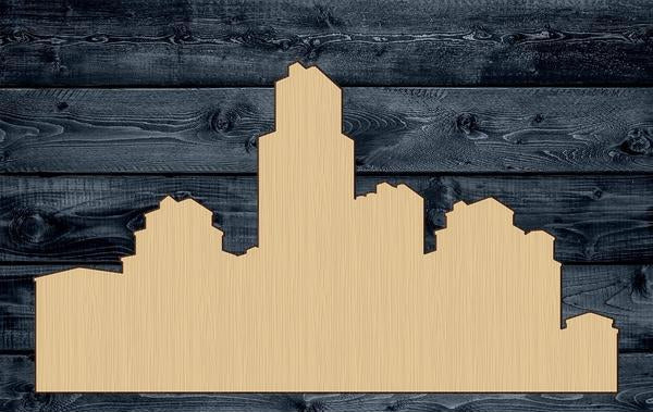 Cityscape Skyscraper Wood Cutout Shape Silhouette Blank Unpainted Sign 1/4 inch thick