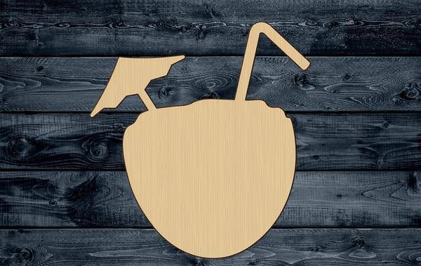 Coconut Cocktail Wood Cutout Silhouette Blank Unpainted Sign 1/4 inch thick