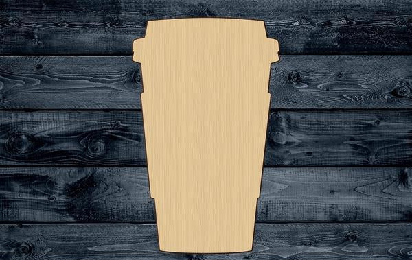 Coffee Cup Lid Wood Cutout Shape Silhouette Blank Unpainted Sign 1/4 inch thick