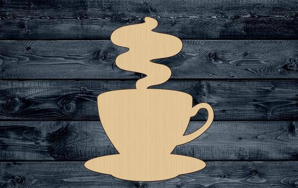 Coffee Tea Cup Saucer Wood Cutout Shape Silhouette Blank Unpainted Sign 1/4 inch thick