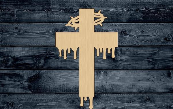 Cross Blood Thorn Jesus Wood Cutout Shape Silhouette Blank Unpainted Sign 1/4 inch thick
