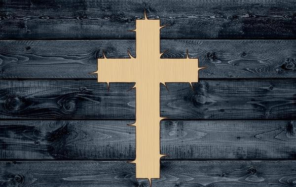 Cross Thorn Wood Cutout Shape Silhouette Blank Unpainted Sign 1/4 inch thick