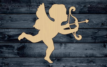 Cupid Love Heart Bow Shape Silhouette Blank Unpainted Wood Cutout Sign 1/4 inch thick