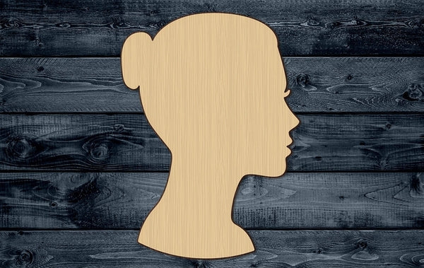 Girl Woman Head Hair Wood Cutout Shape Silhouette Blank Unpainted Sign 1/4 inch thick