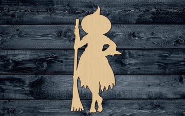 Witch Broom Hat Halloween Magic Witchcraft Spellbound Woman Girl Wood Cutout Shape Silhouette Blank Unpainted Sign 1/4 inch thick