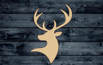 Deer Head Wood Cutout Shape Silhouette Blank Unpainted Sign 1/4 inch thick