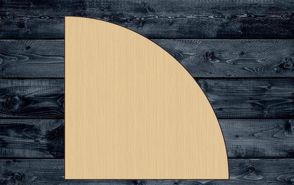 Disk Quarter Slice Wood Cutout Shape Silhouette Blank Unpainted Sign 1/4 inch thick