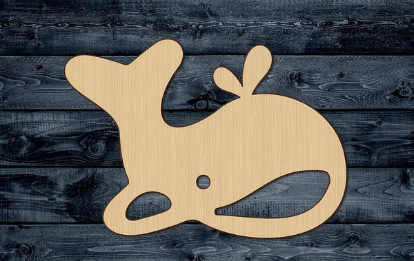 Whale Baby Fish Ocean Spout Water Animal Shape Silhouette Blank Unpainted Wood Cutout Sign 1/4 inch thick